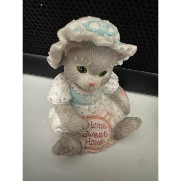 Set Of 5 Cute Cat Figurines With Yarn Ball Home Sweet Home And More - Picture 10 of 14